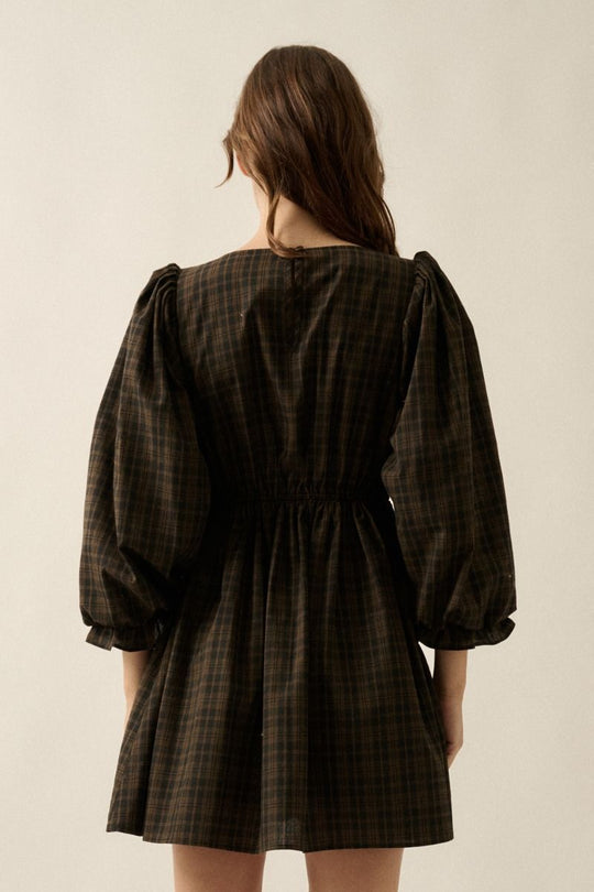 Rey Plaid Lace Mini Dress