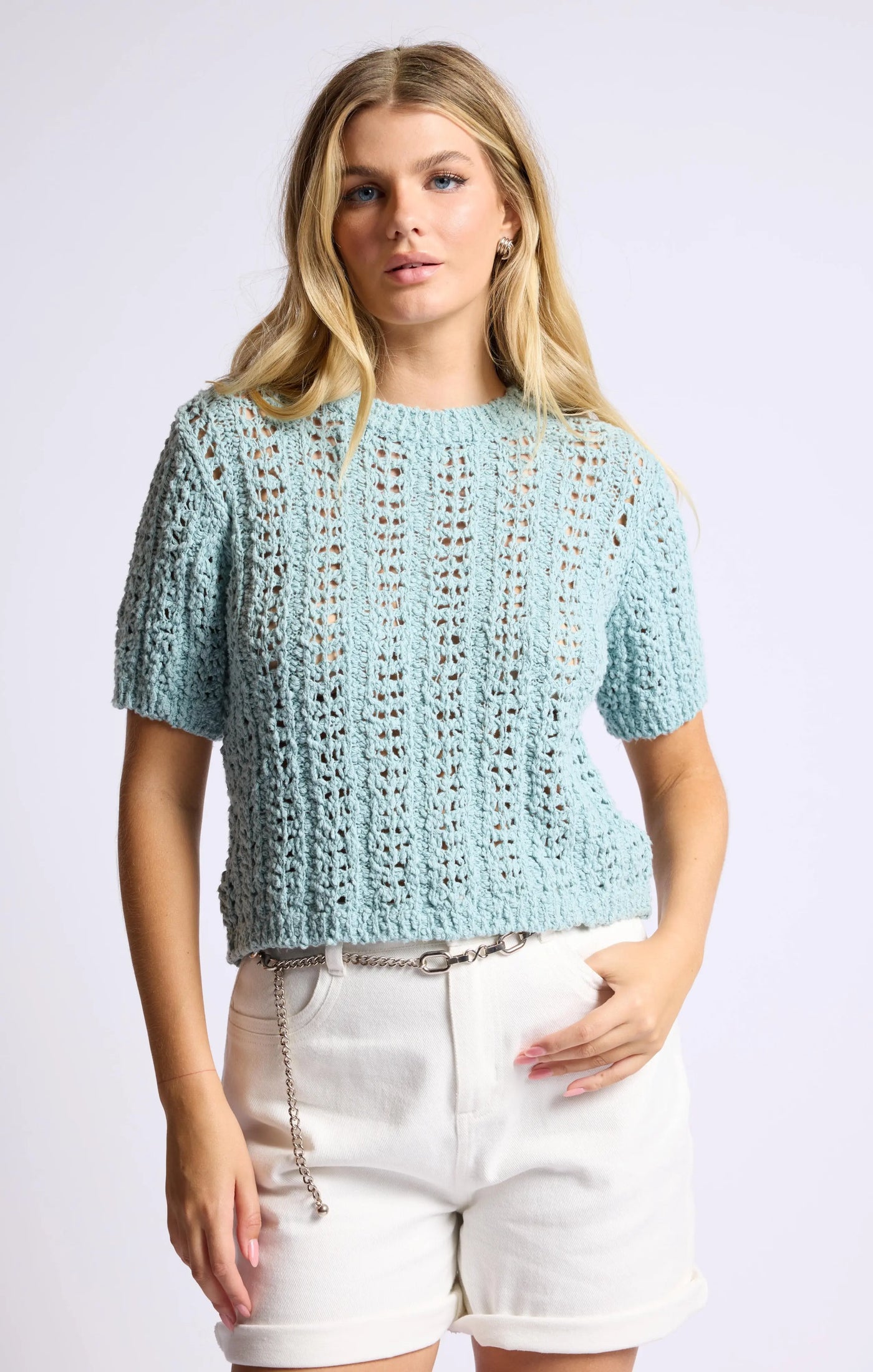 Persue Short Sleeve Sweater Sage the Label