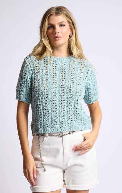 Persue Short Sleeve Sweater Sage the Label