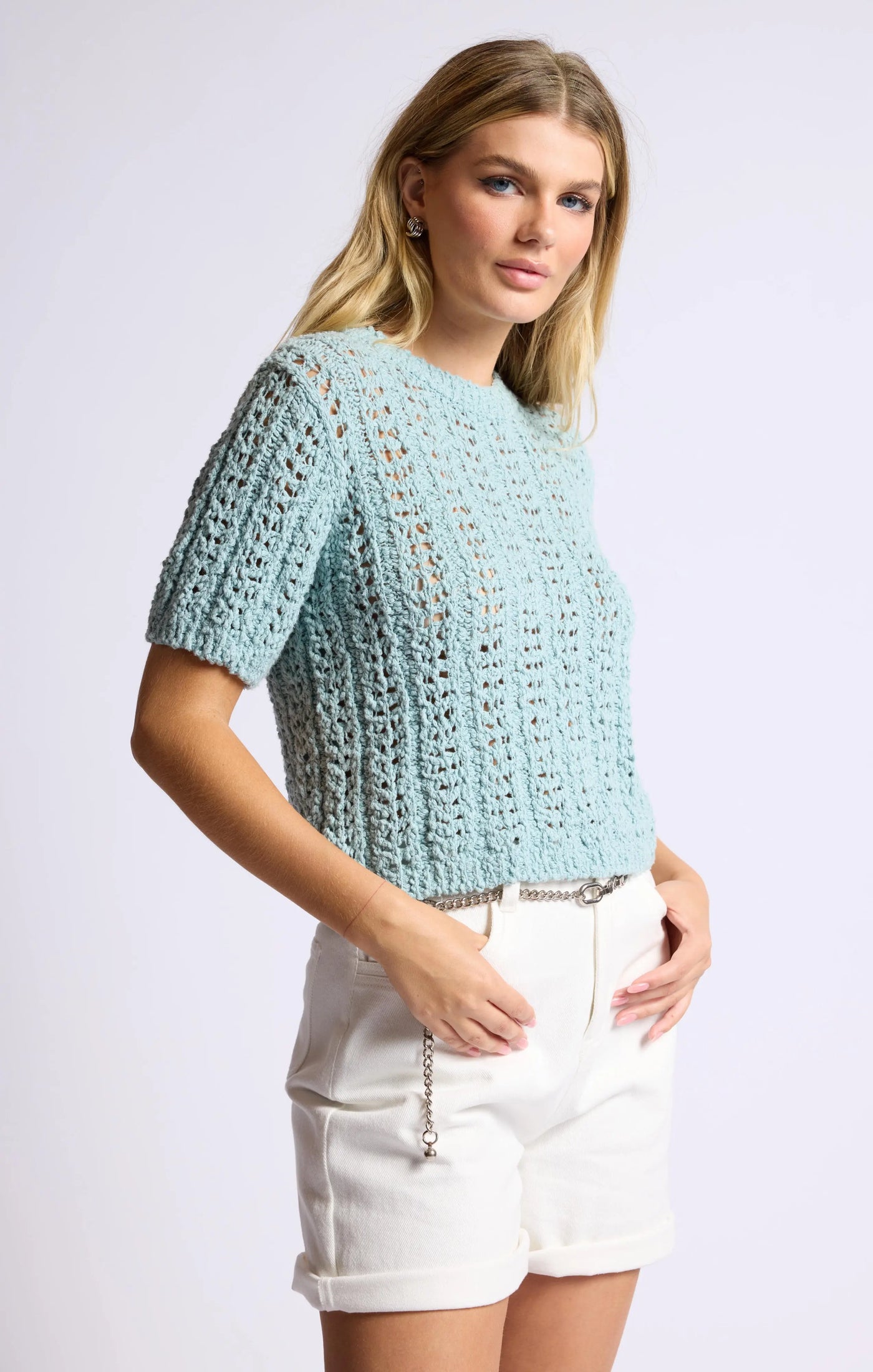 Persue Short Sleeve Sweater Sage the Label