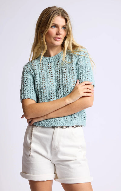 Persue Short Sleeve Sweater Sage the Label