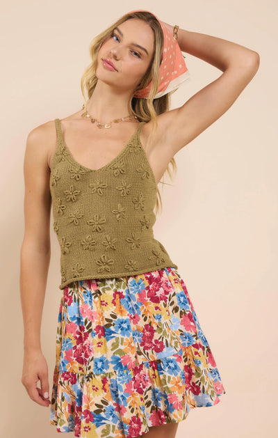 Dixie Flower Embroidered Knit Tank Sadie & Sage