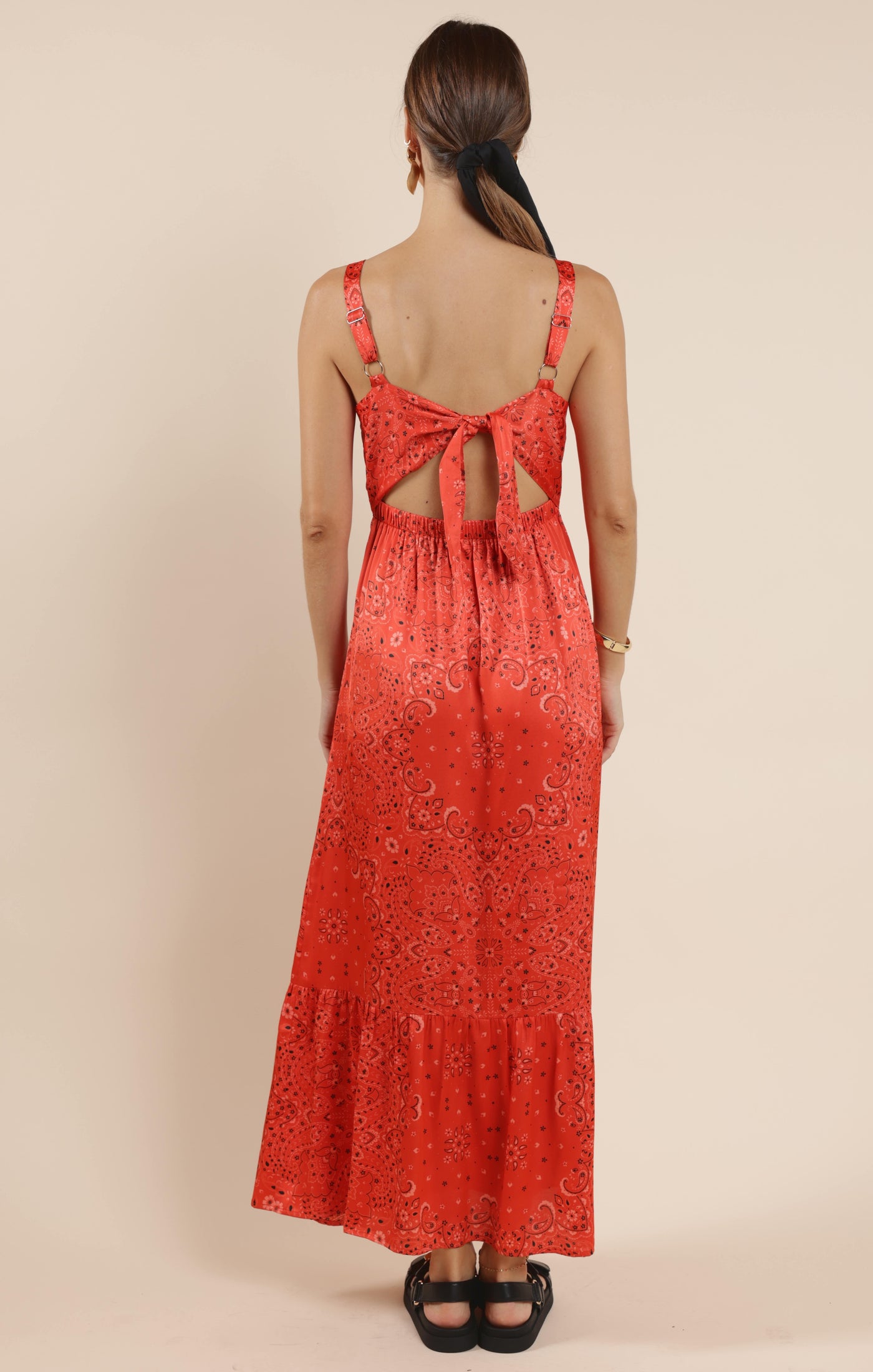 Music Fest Bandana Satin Maxi Dress