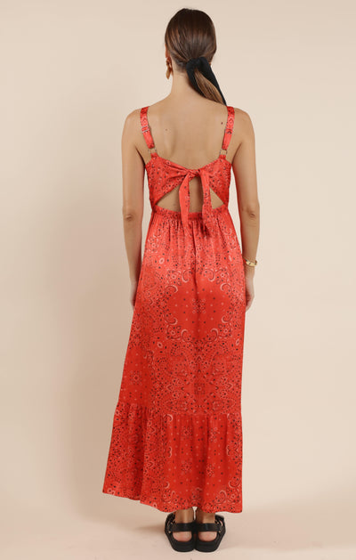 Music Fest Bandana Satin Maxi Dress