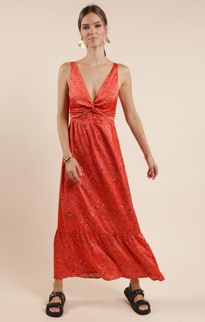 Music Fest Bandana Satin Maxi Dress