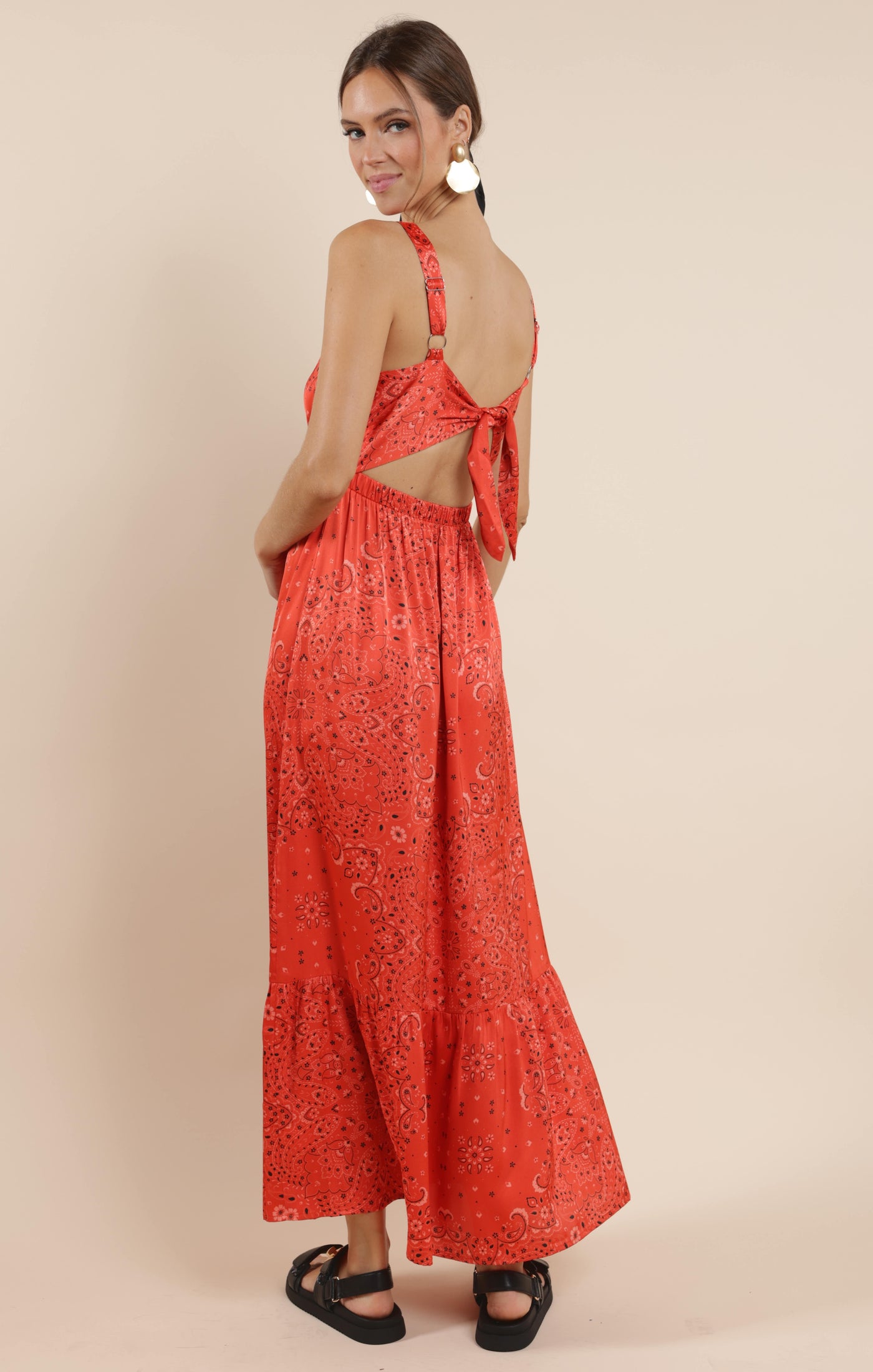 Music Fest Bandana Satin Maxi Dress