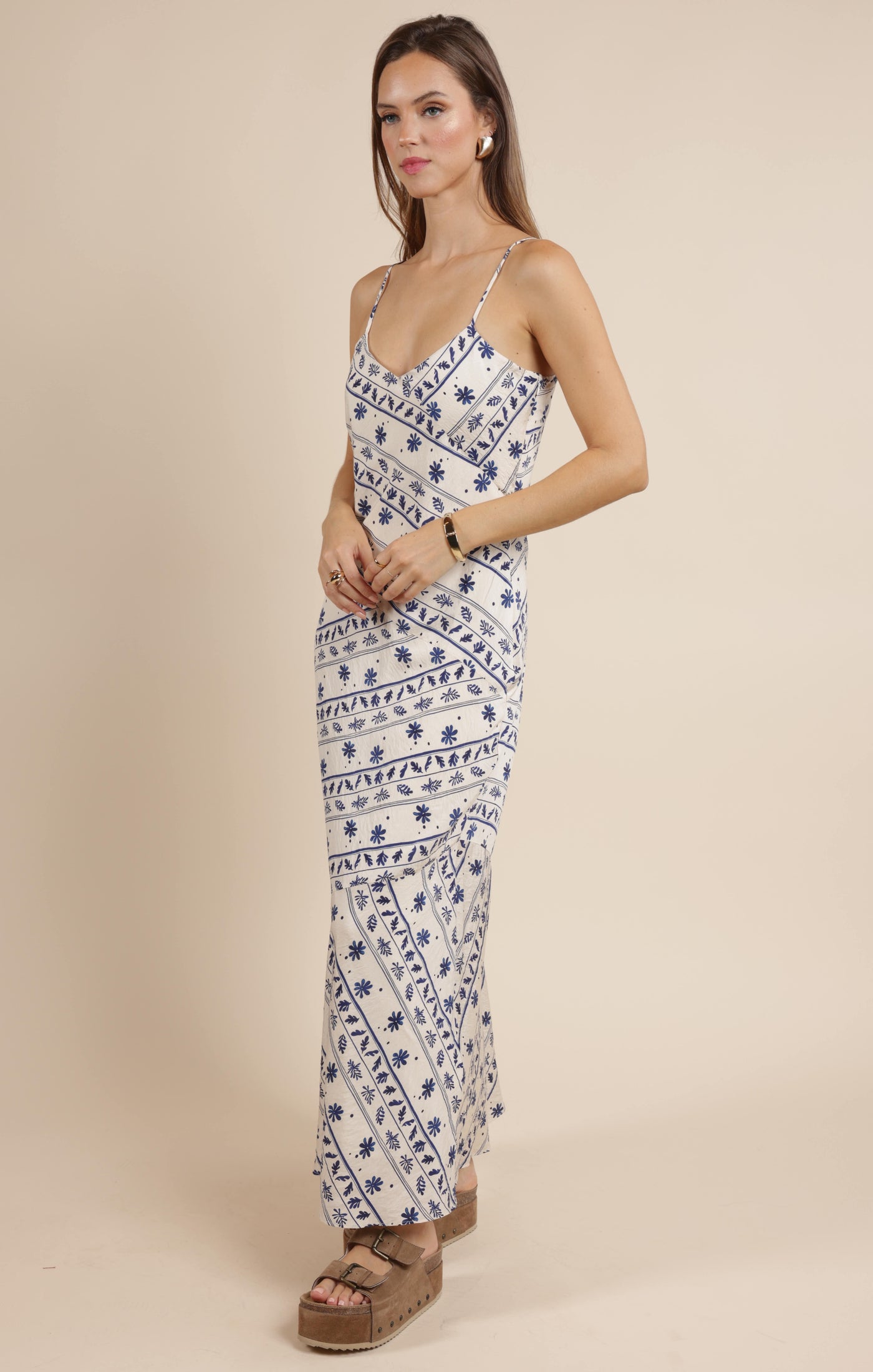 Great Springs Printed Maxi Slip Dress