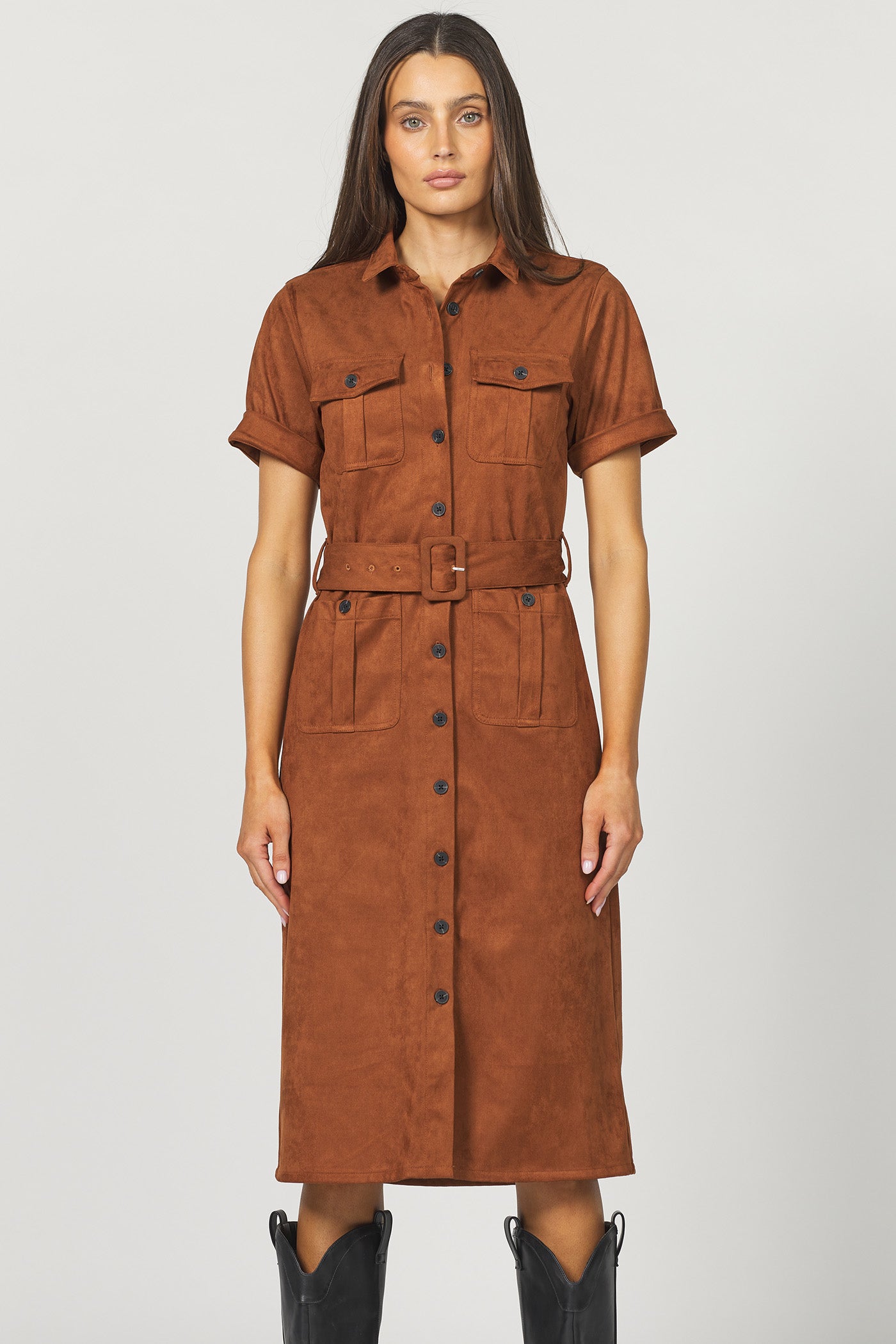 Raquel Midi Suede Dress