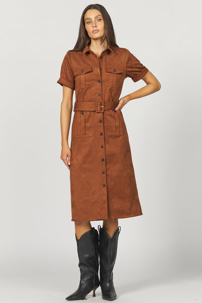 Raquel Midi Suede Dress