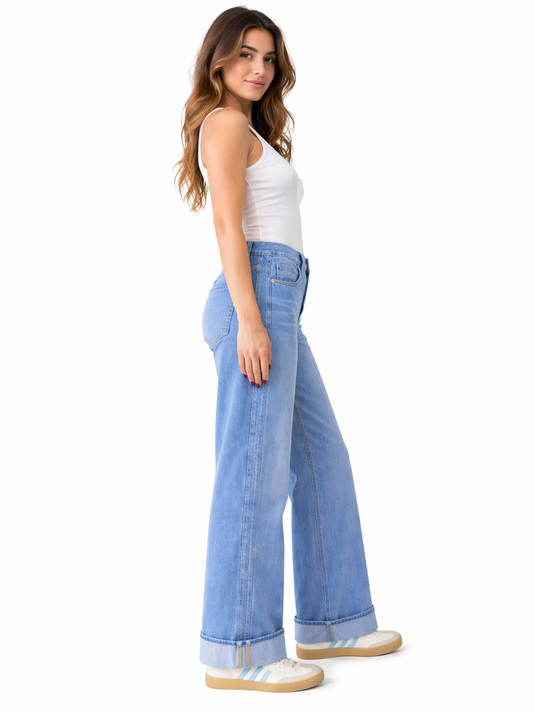 Mid Rise Cuffed H/R Denim