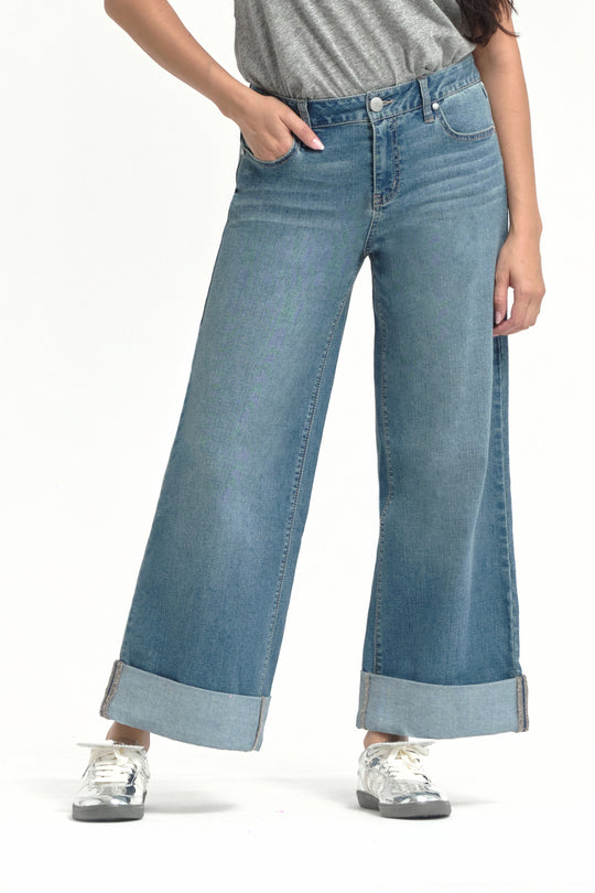 Roll Cuff Wide Leg Denim