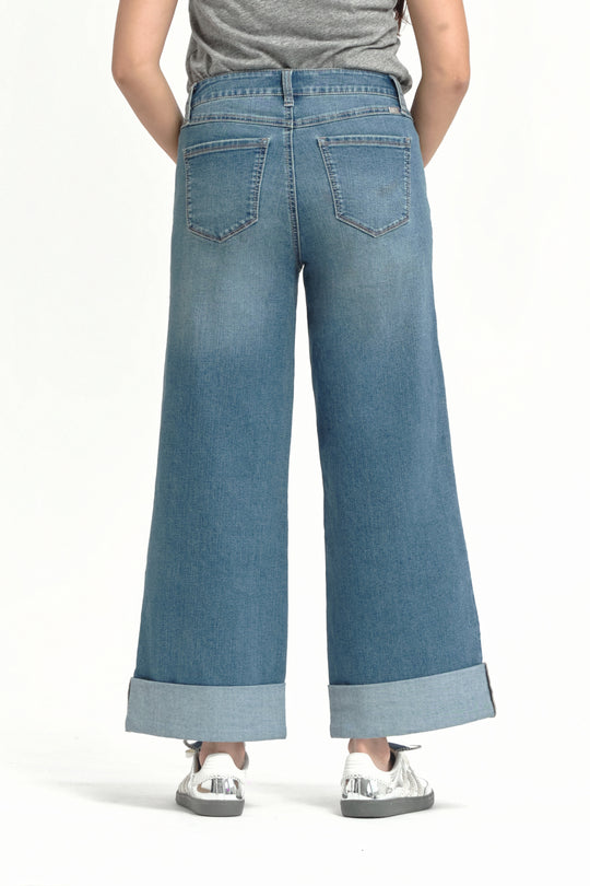 Roll Cuff Wide Leg Denim