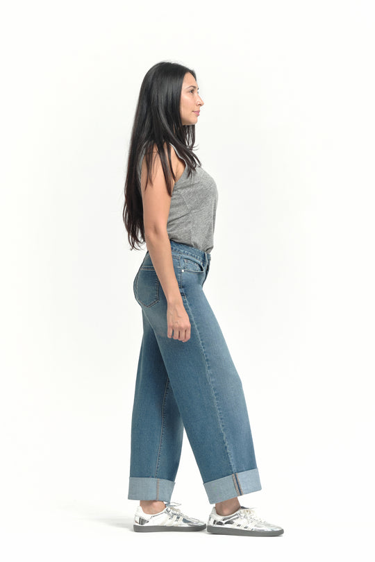 Roll Cuff Wide Leg Denim