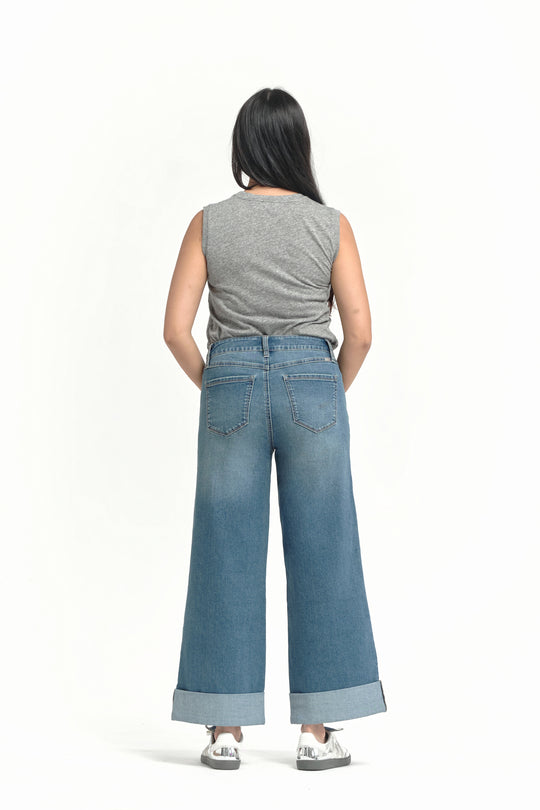 Roll Cuff Wide Leg Denim