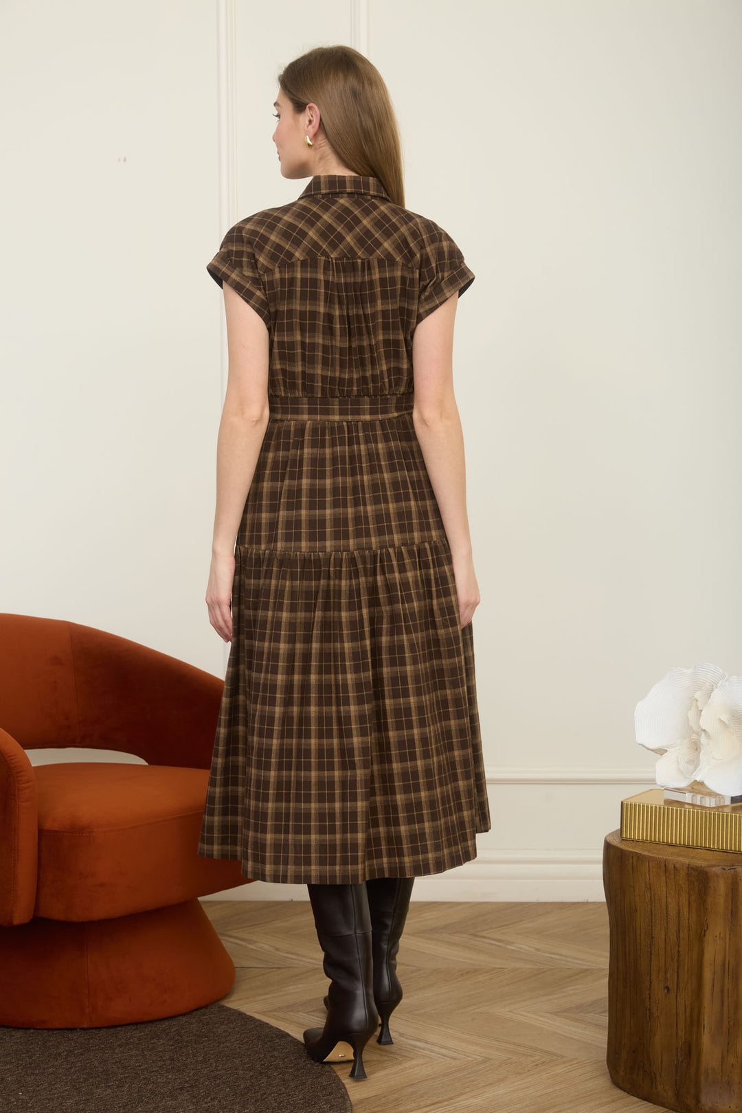 Cecil Plaid Midi Dress