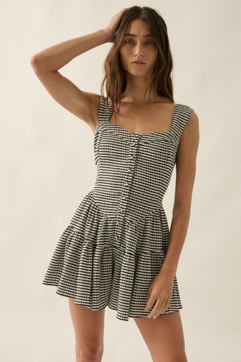 Rhett Gingham Romper - Beloved Boutique 