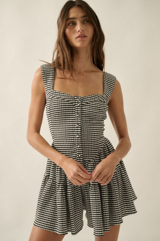 Rhett Gingham Romper - Beloved Boutique 