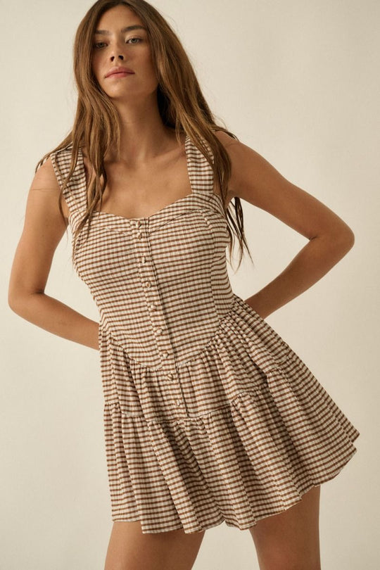 Rhett Gingham Romper - Beloved Boutique 