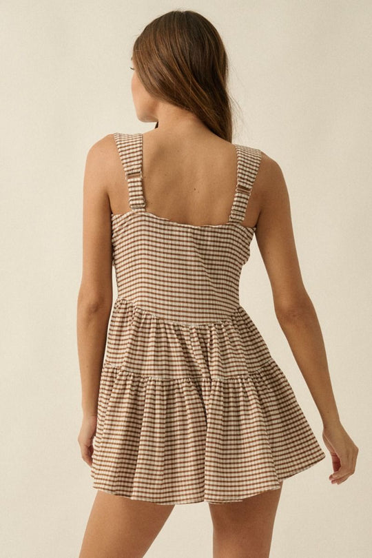 Rhett Gingham Romper - Beloved Boutique 