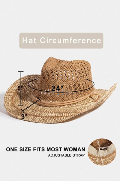 Western Straw Braid Sun Cowboy Hat - Beloved Boutique