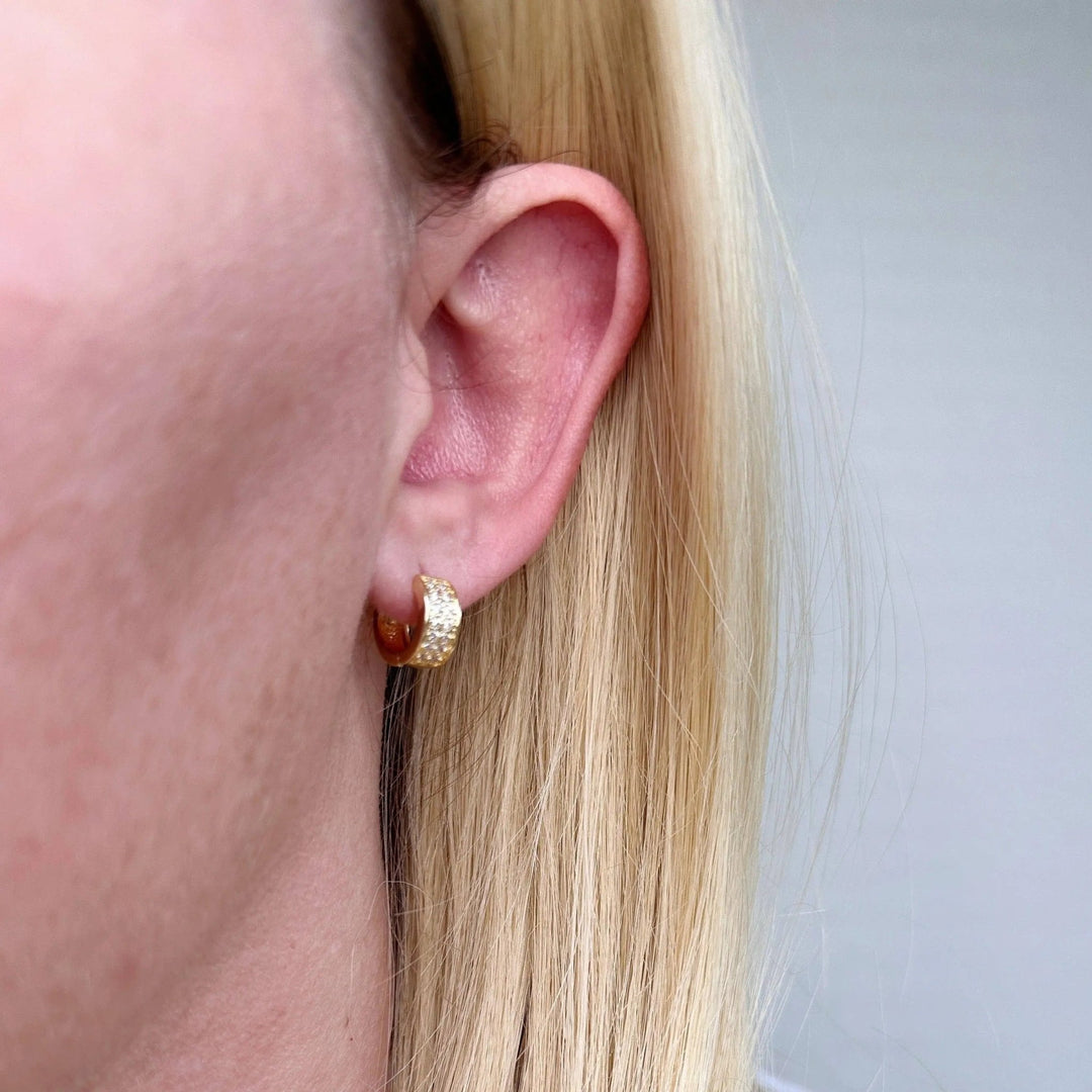 Wide CZ Clicker Hoop Earrings - Beloved Boutique