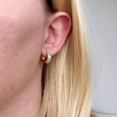 Wide CZ Clicker Hoop Earrings - Beloved Boutique