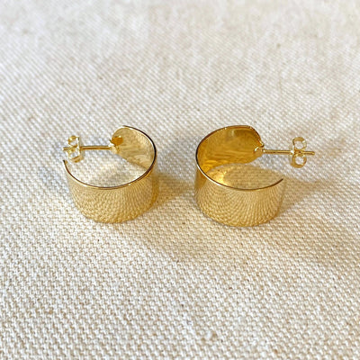 Wide Flat Polished Half Hoop Earrings - Beloved Boutique