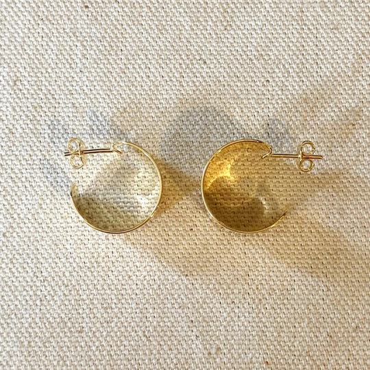 Wide Flat Polished Half Hoop Earrings - Beloved Boutique
