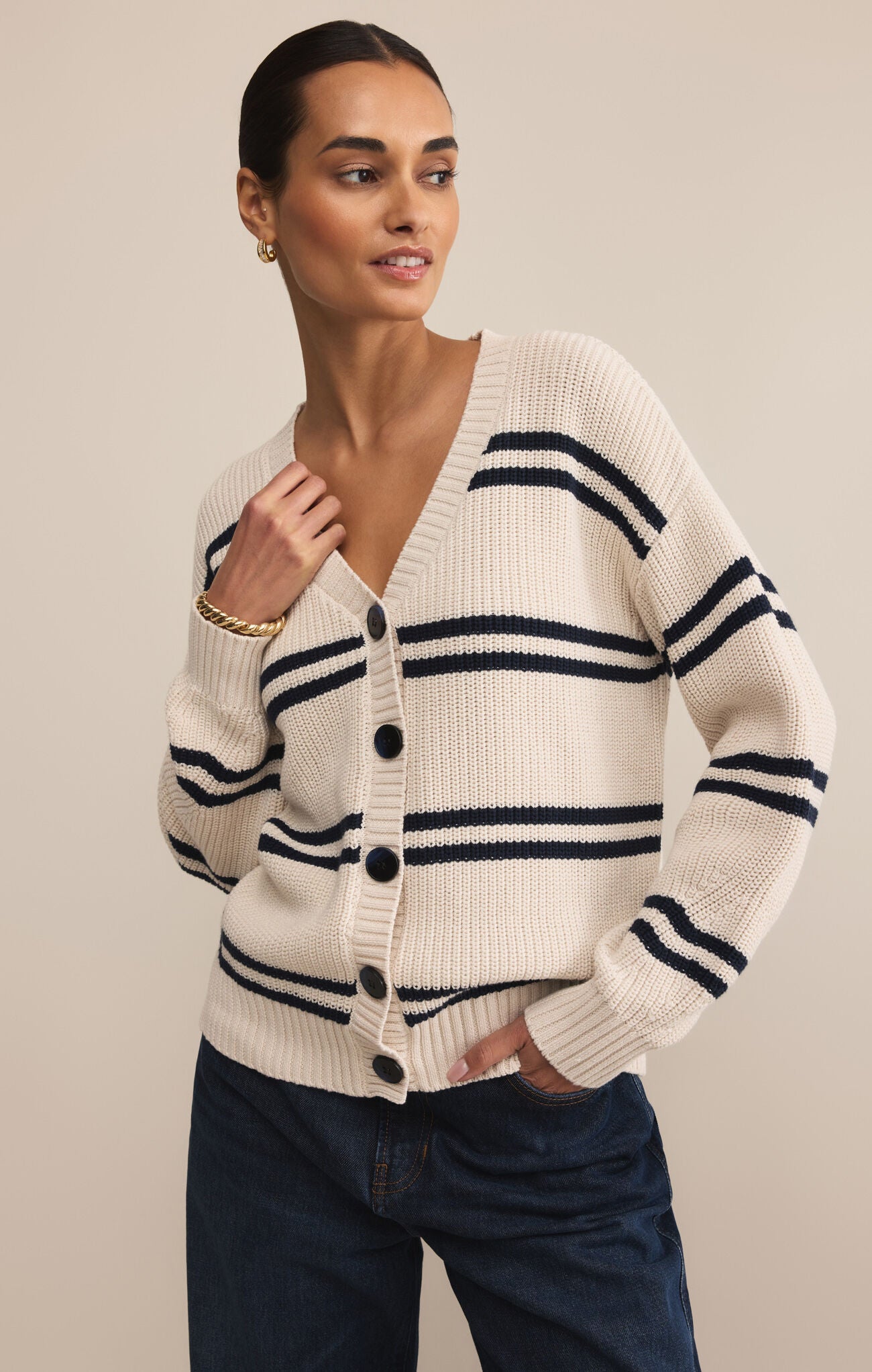 Boyfriend Striped Cardigan